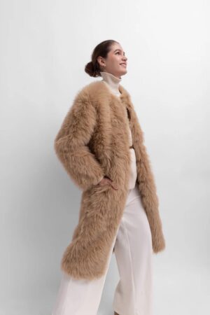 Γυναικείο Reversible Faux Toscana Πανωφόρι-Caramel