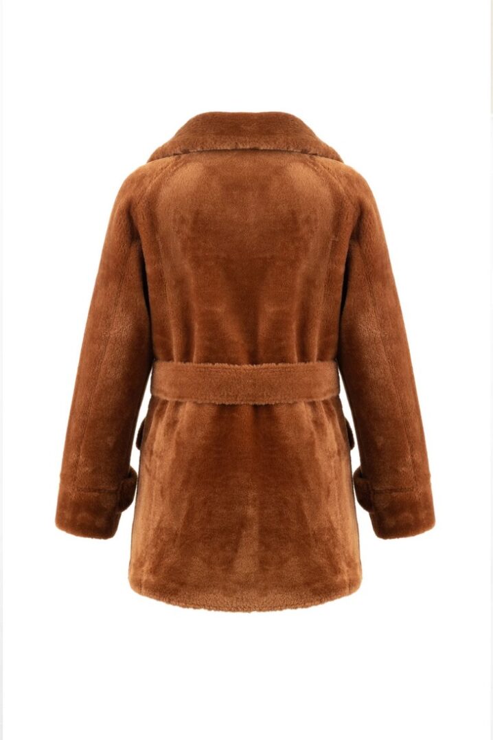 Γυναικείο Reversible Belted Πανωφόρι-Καφέ/Toffee - Image 4