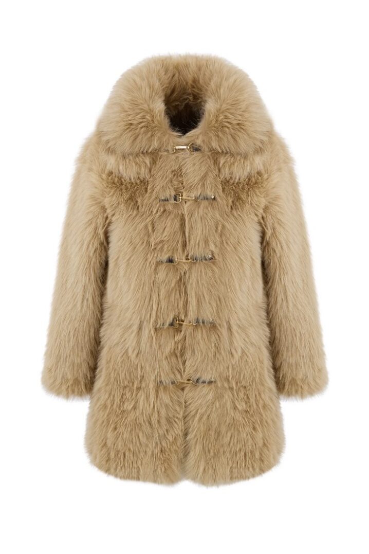 Γυναικείο Reversible Duo Coat with Detachable Hood Πανωφόρι-Caramel - Image 5