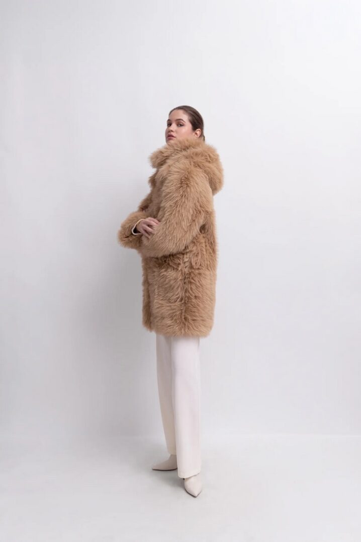 Γυναικείο Reversible Duo Coat with Detachable Hood Πανωφόρι-Caramel - Image 2