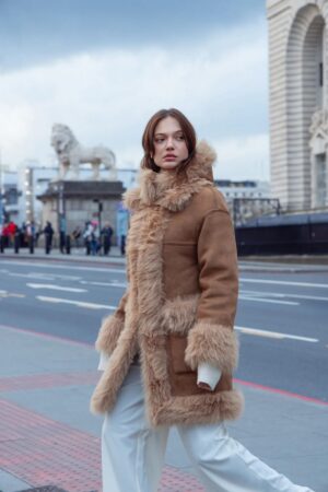 Γυναικείο Reversible Duo Coat with Detachable Hood Πανωφόρι-Caramel