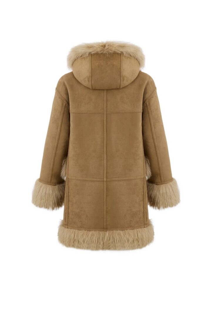 Γυναικείο Reversible Duo Coat with Detachable Hood Πανωφόρι-Caramel - Image 4