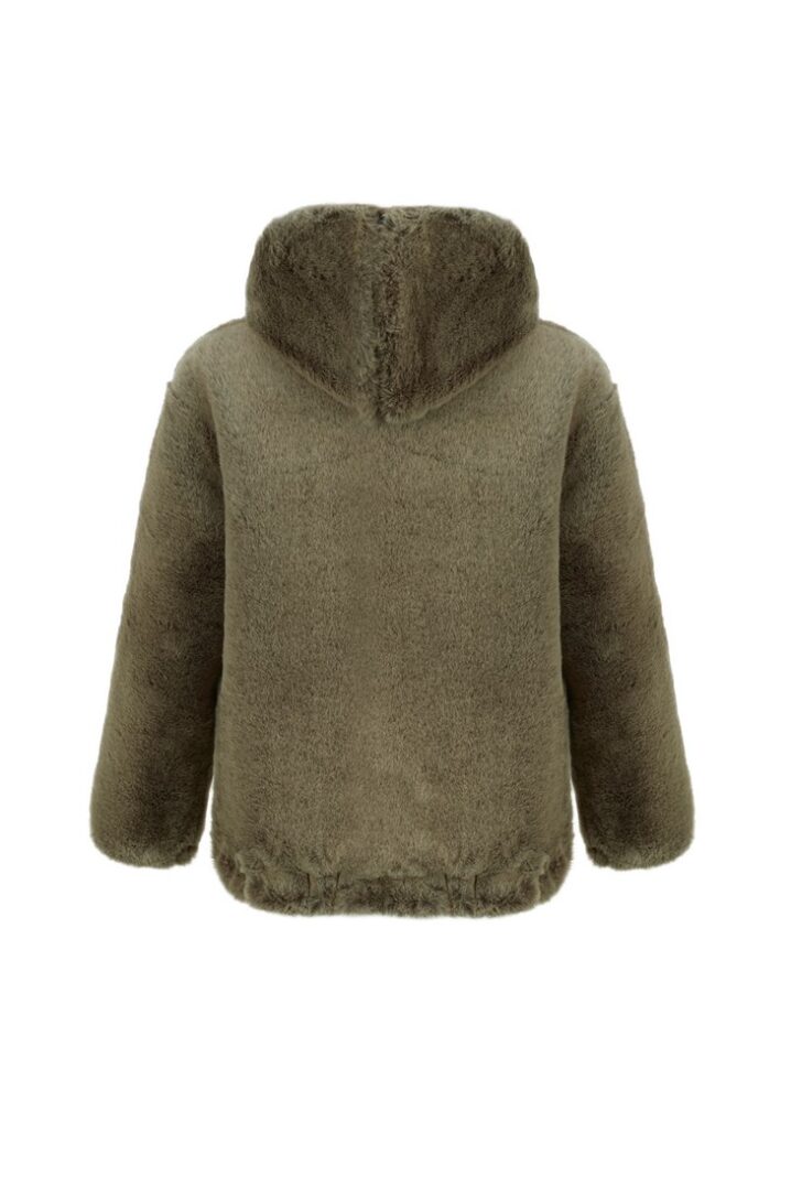 Γυναικείο Hooded Blouson Μπουφάν/Γούνα-Χακί - Image 3