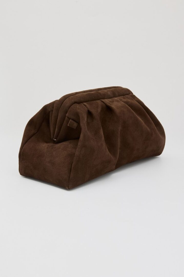 Γυναικεία Dimi Clutch Suede Τσάντα-Καφέ - Image 4