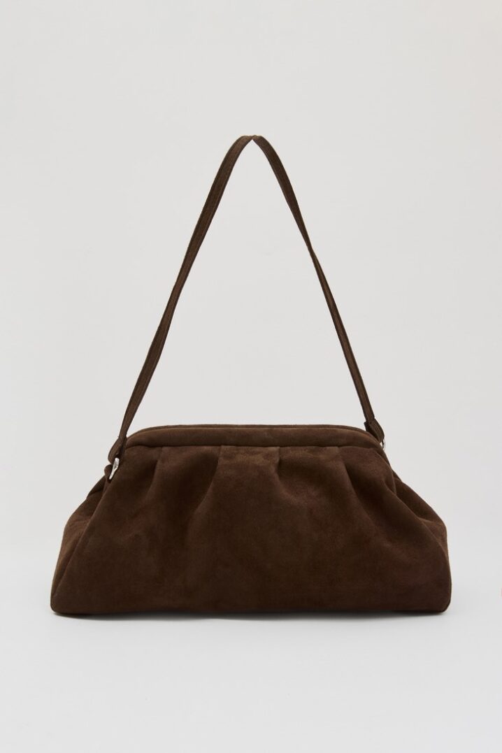 Γυναικεία Dimi Clutch Suede Τσάντα-Καφέ - Image 5