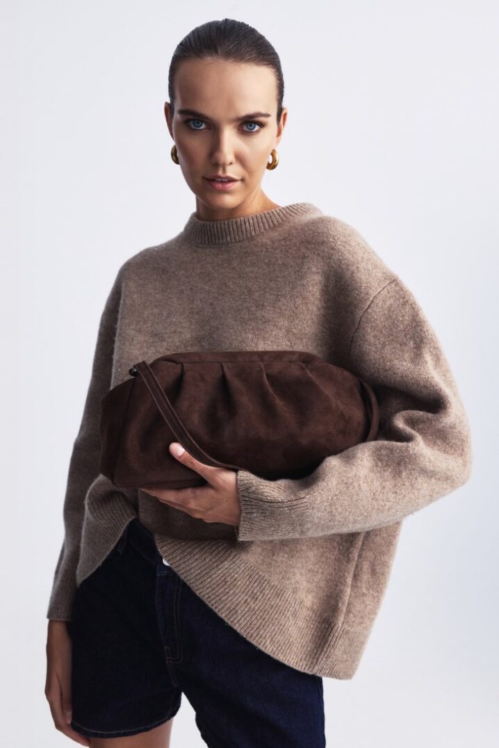 Γυναικεία Dimi Clutch Suede Τσάντα-Καφέ