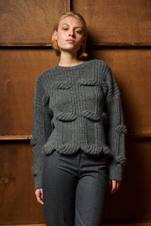 Γυναικεία Cable knit Μπλούζα-Γκρί