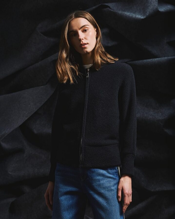 Γυναικεία Bomber Zipped Knit Ζακέτα-Μαύρο - Image 3