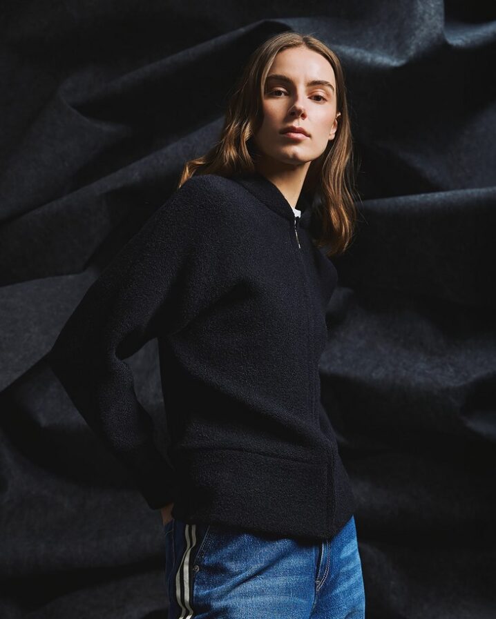 Γυναικεία Bomber Zipped Knit Ζακέτα-Μαύρο