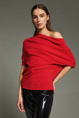 Γυναικεία Short Sleeve Oversized Μπλούζα-Κόκκινο