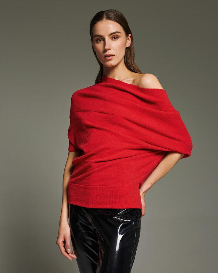 Γυναικεία Short Sleeve Oversized Μπλούζα-Κόκκινο