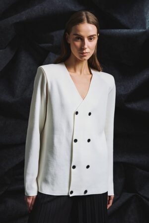 Γυναικεία Across Buttoned Knit Ζακέτα-Λευκό