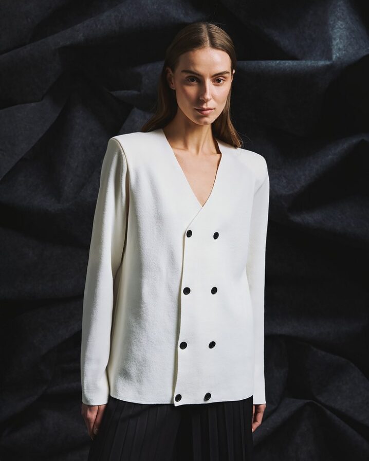 Γυναικεία Across Buttoned Knit Ζακέτα-Λευκό