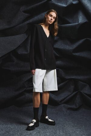 Γυναικεία Across Buttoned Knit Ζακέτα-Μαύρο