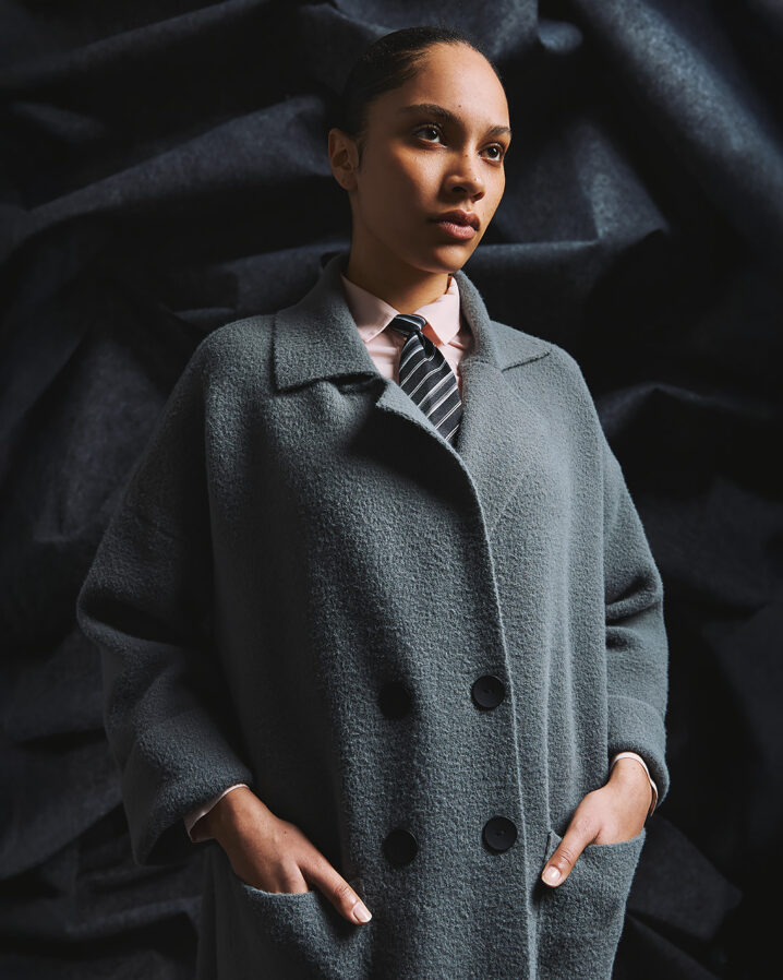 Γυναικεία Across Buttons Oversized Ζακέτα-Γκρί