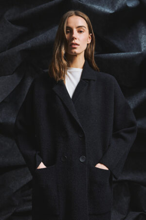 Γυναικεία Across Buttons Oversized Ζακέτα-Μαύρο