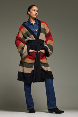 Γυναικεία Stripped long knit Ζακέτα-Έμπριμε
