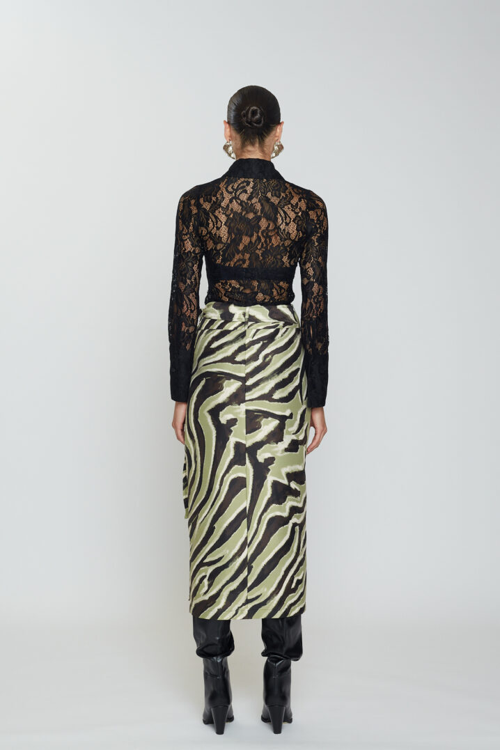 Γυναικεία Penelope Midi Zebra Print Φούστα-Οlive - Image 4