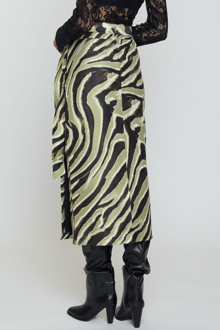Γυναικεία Penelope Midi Zebra Print Φούστα-Οlive - Image 5
