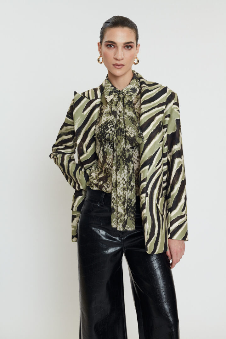 Γυναικείο Caira Zebra Print Σακάκι-Olive - Image 3