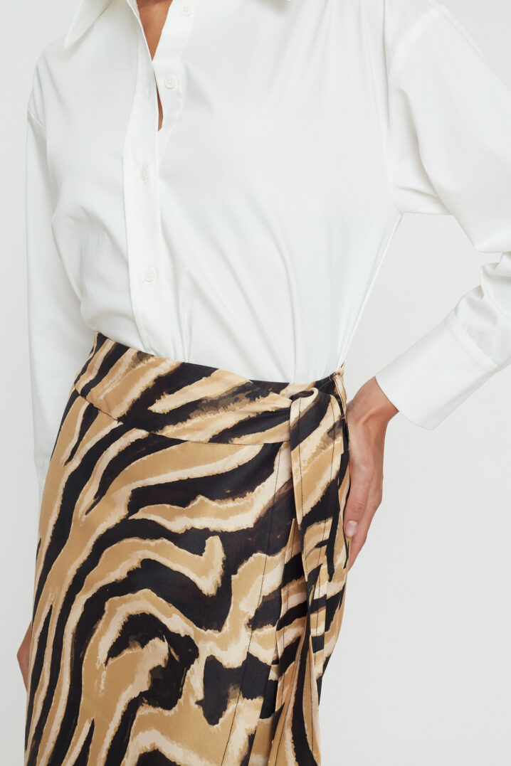 Γυναικεία Penelope Midi Zebra Print Φούστα-Caramel - Image 2