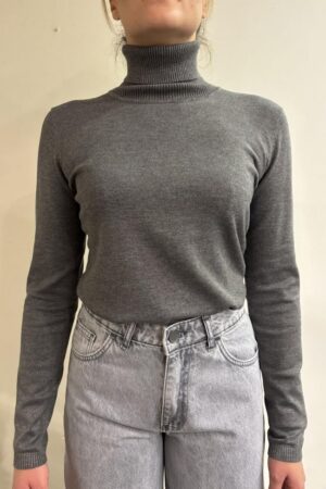 Γυναικεία Πλεκτή Μπλούζα Turtleneck-Γκρί