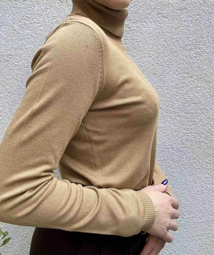 Γυναικεία Πλεκτή Μπλούζα Turtleneck-Camel - Image 5