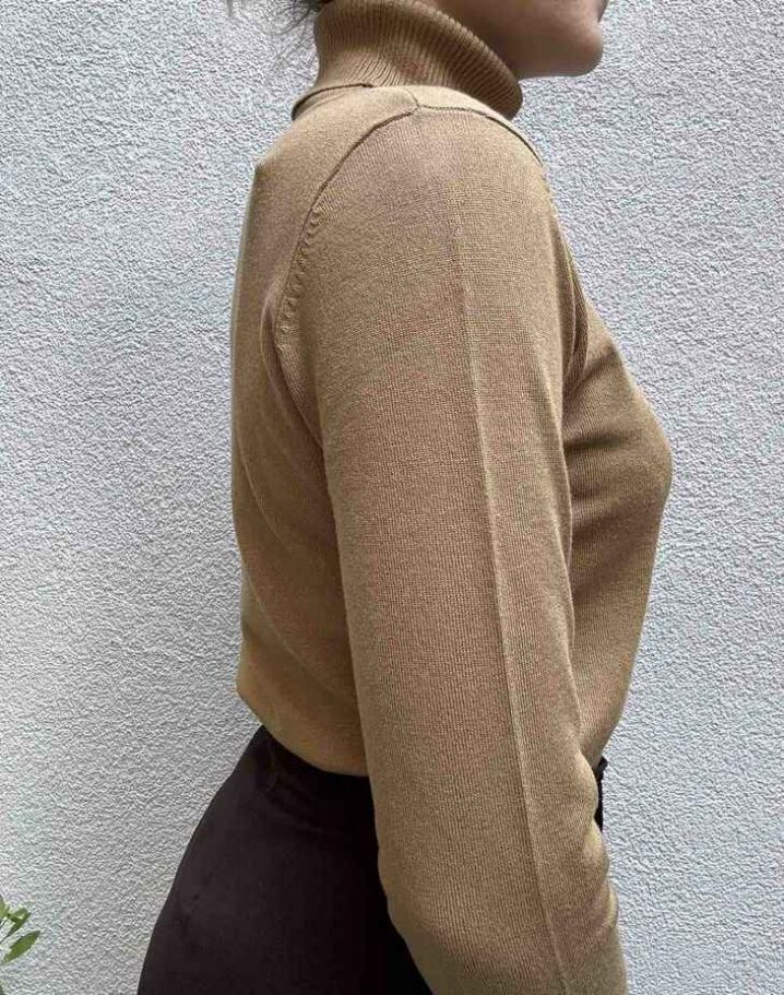 Γυναικεία Πλεκτή Μπλούζα Turtleneck-Camel - Image 4