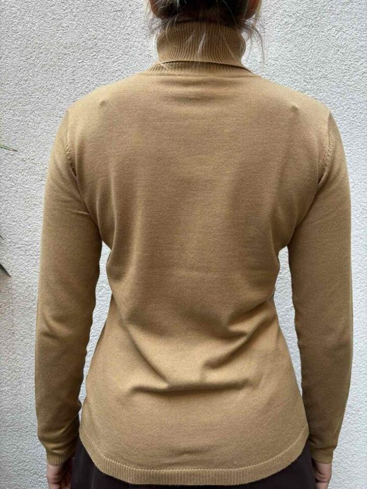 Γυναικεία Πλεκτή Μπλούζα Turtleneck-Camel - Image 3