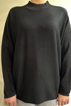 Γυναικεία Πλεκτή Μπλούζα Glam Rollneck-Μαύρο