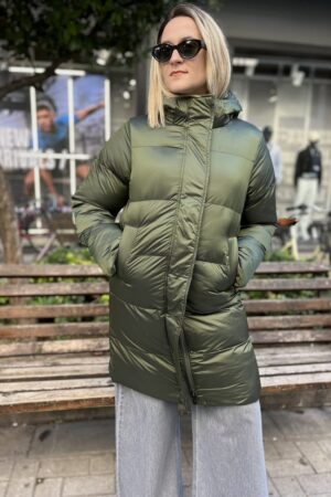Γυναικείο Μπουφάν Puffer Metallic-Πράσινο