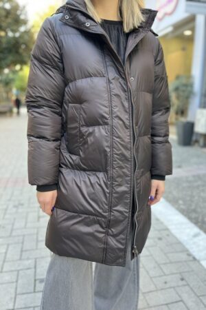 Γυναικείο Μπουφάν Puffer Metallic-Καφέ