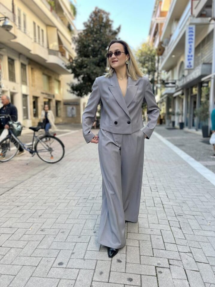Γυναικείο Stripred Παντελόνι-Γκρί - Image 3