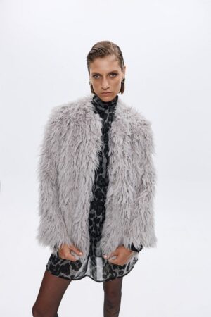 Γυναικείο Ariah Faux Fur Πανωφόρι-Γκρί
