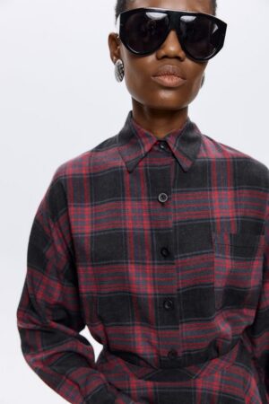 Γυναικείο Brianna Plaid Πουκάμισο-Μπορντό