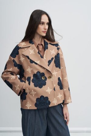Γυναικείο Floral Σακάκι-Μπεζ