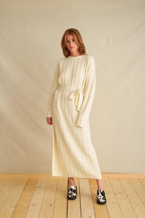 Γυναικείο Vanilla Fog Knit Φόρεμα-Εκρού