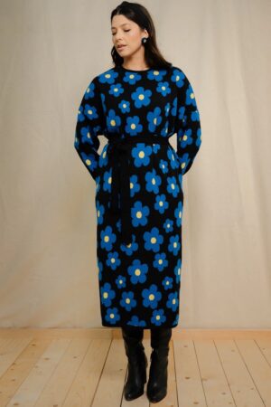 Γυναικείο Daisy Blue Knit Φόρεμα-Floral