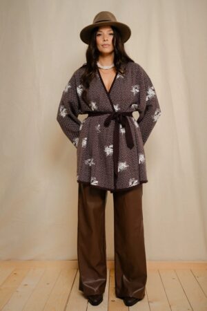 Γυναικείο Ηer Closet Knit Κιμονό-Καφέ