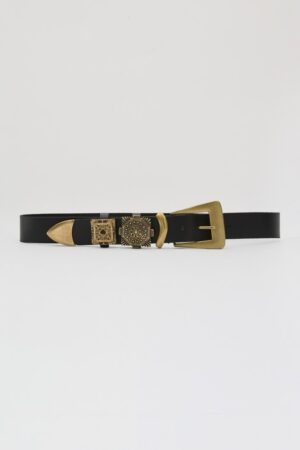 Γυναικεία Δερμ. Suede Ζώνη Totem-Μαύρο