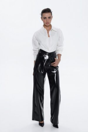 Γυναικείο Παντελόνι Cindy Leather-Μαύρο