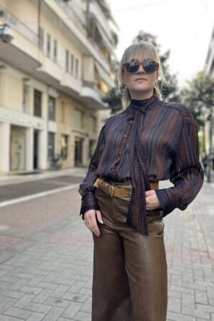 Γυναικείο Glam Stripped Πουκάμισο-Μπλε