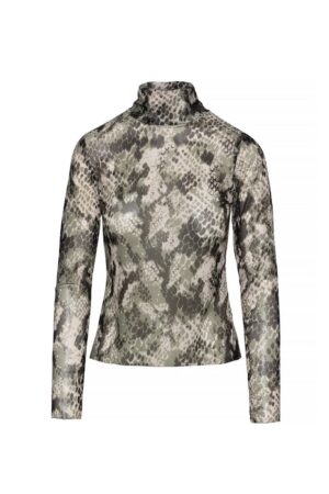 Γυναικείο Keisi Tulle Top Snake Print-Λαδί