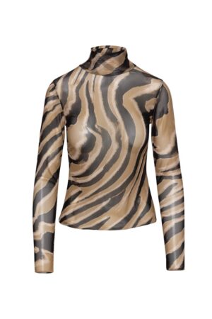 Γυναικείο Keisi Tulle Top Zebra Print-Caramel