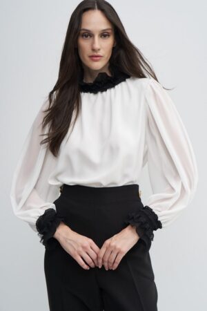 Γυναικεία Μπλούζα Neckdetailed-Λευκό