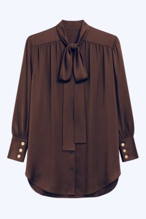 Γυναικείο Camellia Satin Πουκάμισο-Καφέ