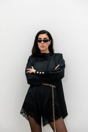 Γυναικείο Judy Satin Ολόσωμο Σόρτς-Μαύρο