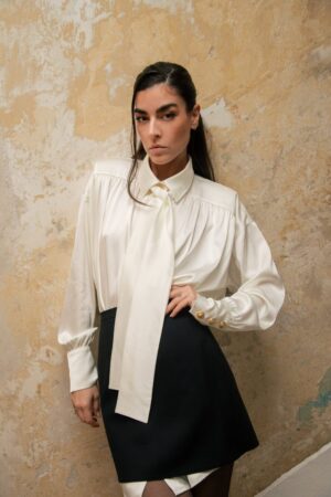 Γυναικείο Camellia Satin Shirt Dress-Λευκό