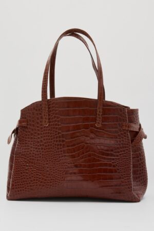 ΓΥΝΑΙΚΕΙΑ LORENE ΔEΡΜΑΤΙΝΗ SHOPPER ΤΣΑΝΤΑ-ΚΑΦΕ ΚΡΟΚΟ