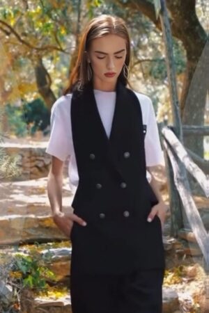 Γυναικείο Tuxedo Γιλέκο-Μαύρο